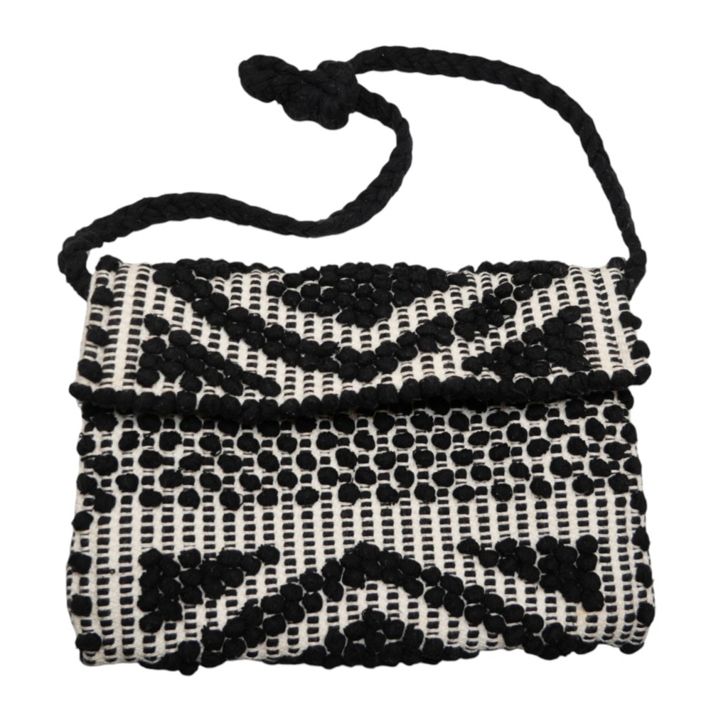 Antonello Tedde Suni Rombi Sardinian Handwoven Pibiones Crossbody Bag Black